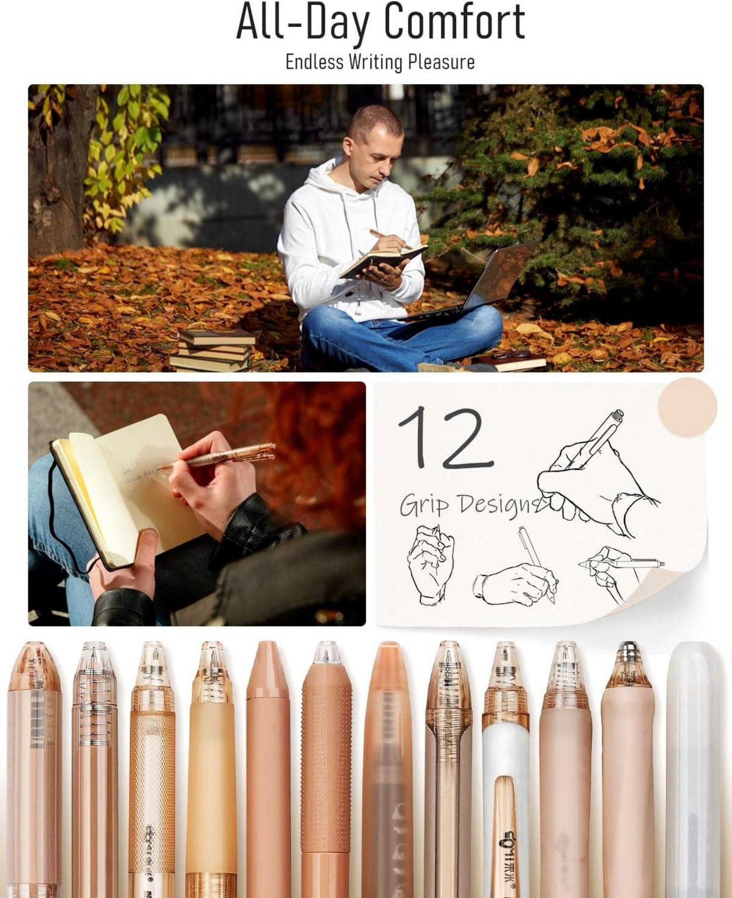 12er-Pack Schwarz + 1 Pastell Textmarker, Ästhetische Gelstifte Set