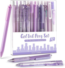 Gelstifte Set 12er Pack mit Textmarker - Aesthetic Pens