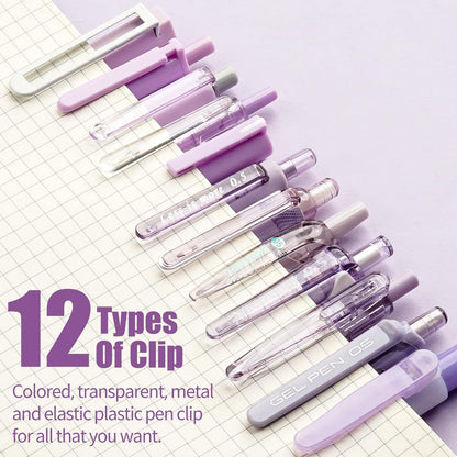 12er-Pack Gelstift Set: 11 Schwarz + 1 Pastell Textmarker, Aesthetic Pens