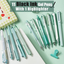 Schwarze Gelstifte 12er-Pack mit Pastell Textmarker