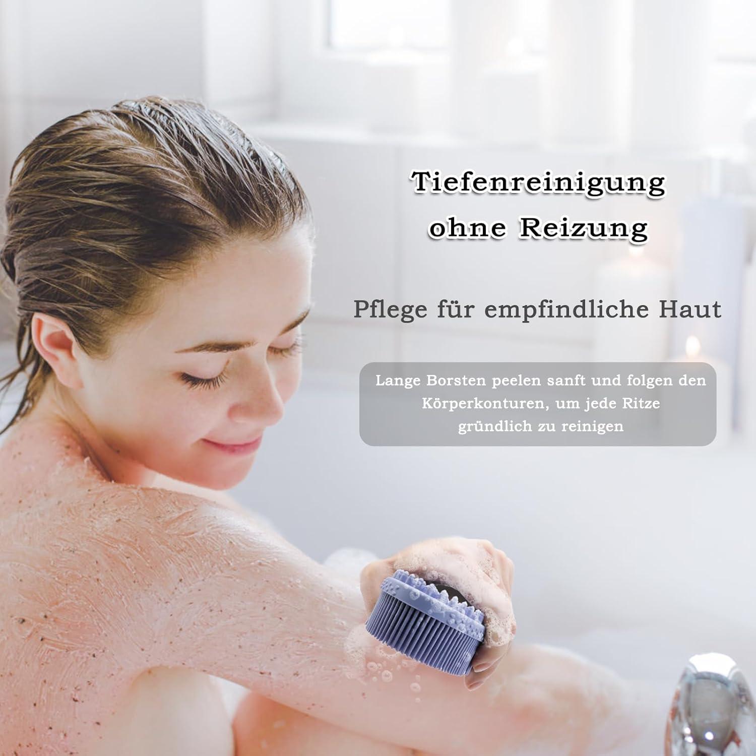 Silikon Körperbürste Doppelseitig für Peeling und Massage Lavendel