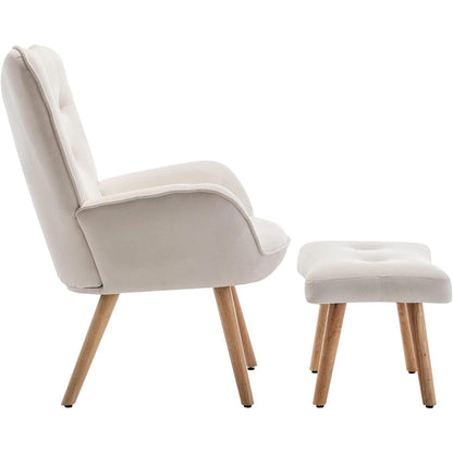 Ohrensessel mit Hocker – Bequemer Samt Relaxsessel für Wohnzimmer