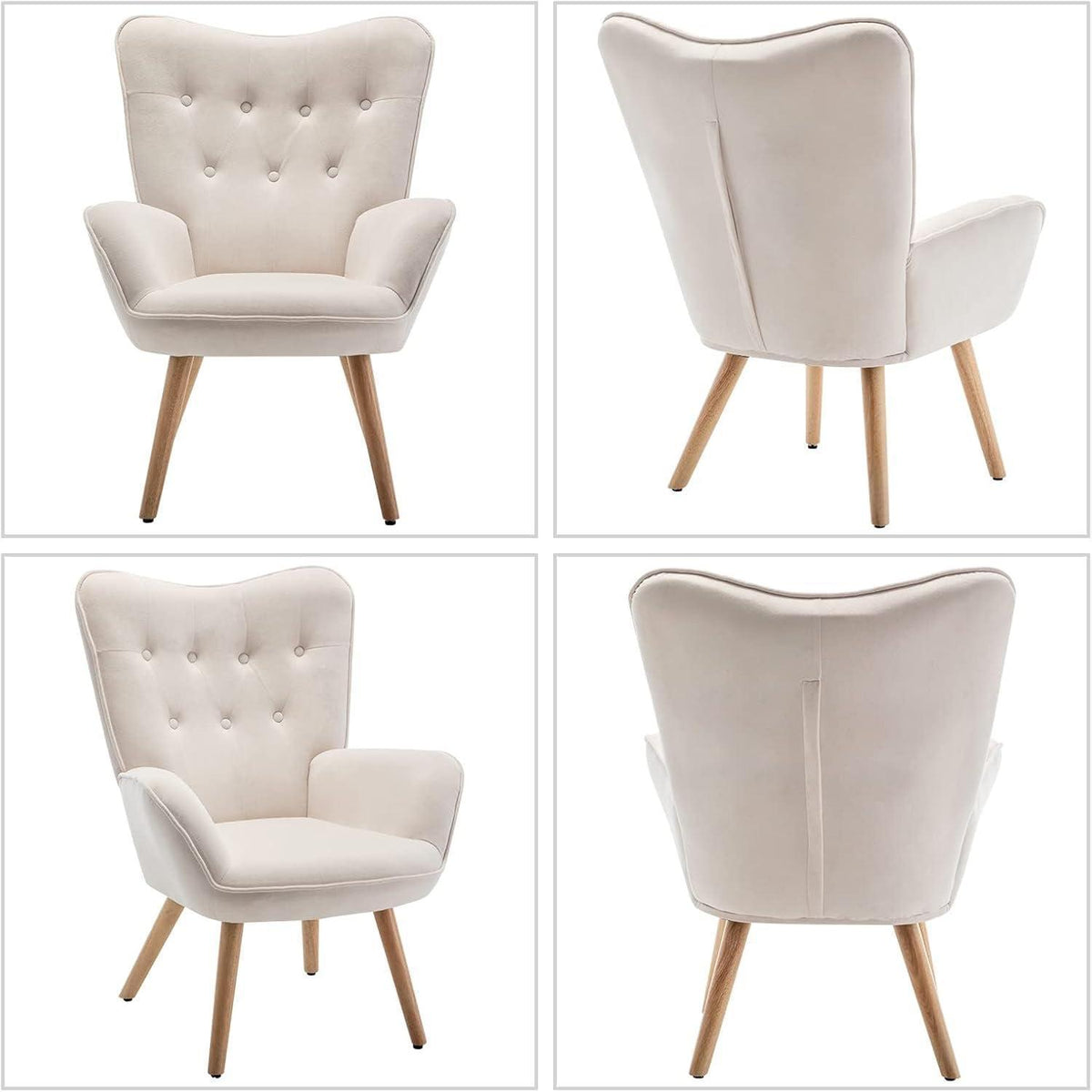 Ohrensessel mit Hocker – Bequemer Samt Relaxsessel für Wohnzimmer