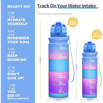 Auslaufsichere Trinkflasche 500ml Motivierende Wasserflasche