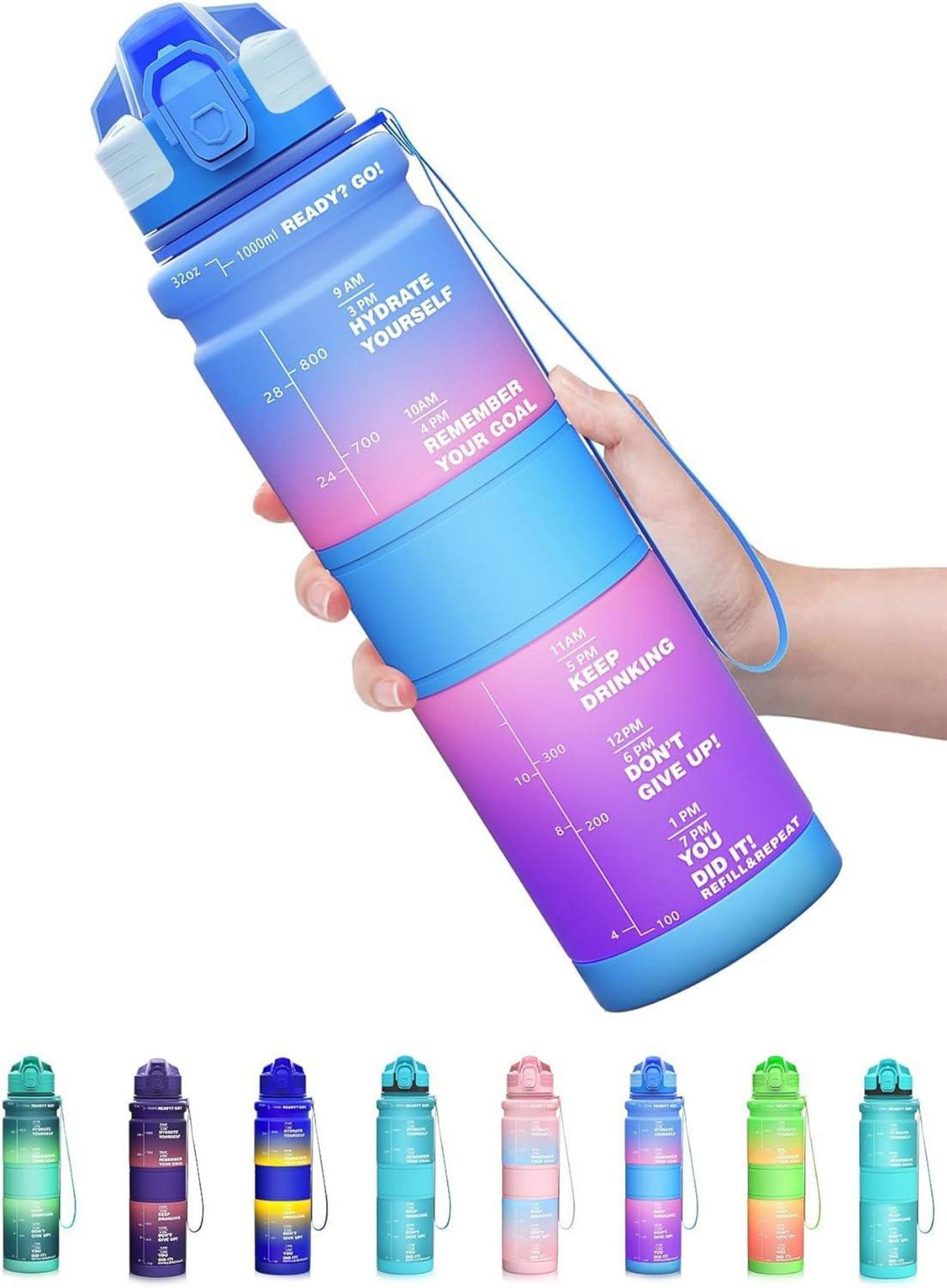 500ml Auslaufsichere Trinkflasche BPA-frei mit Zeitmarkierung