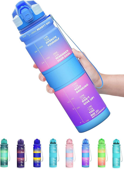 500ml Auslaufsichere Trinkflasche BPA-frei mit Zeitmarkierung