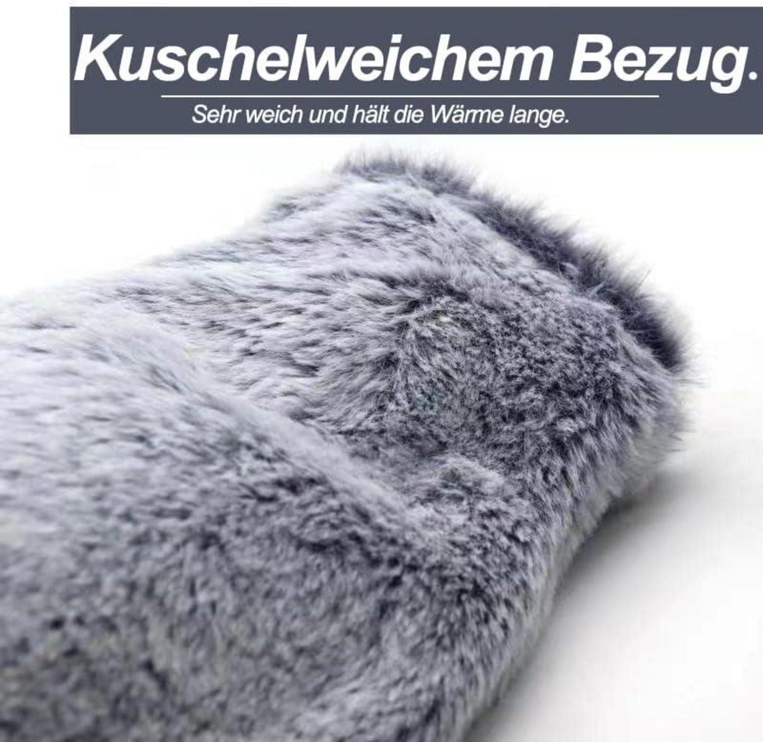 Wärmflasche Lang mit Weichem Bezug und Kängurutaschen