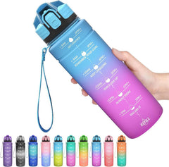 Sport Trinkflasche mit Zeitmarkierung BPA Frei 2l Blue-Lila