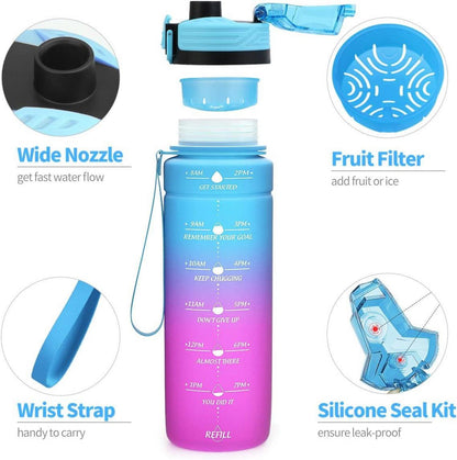 Sport Trinkflasche 2l Auslaufsicher BPA-frei Tritan Kinder Motivierend