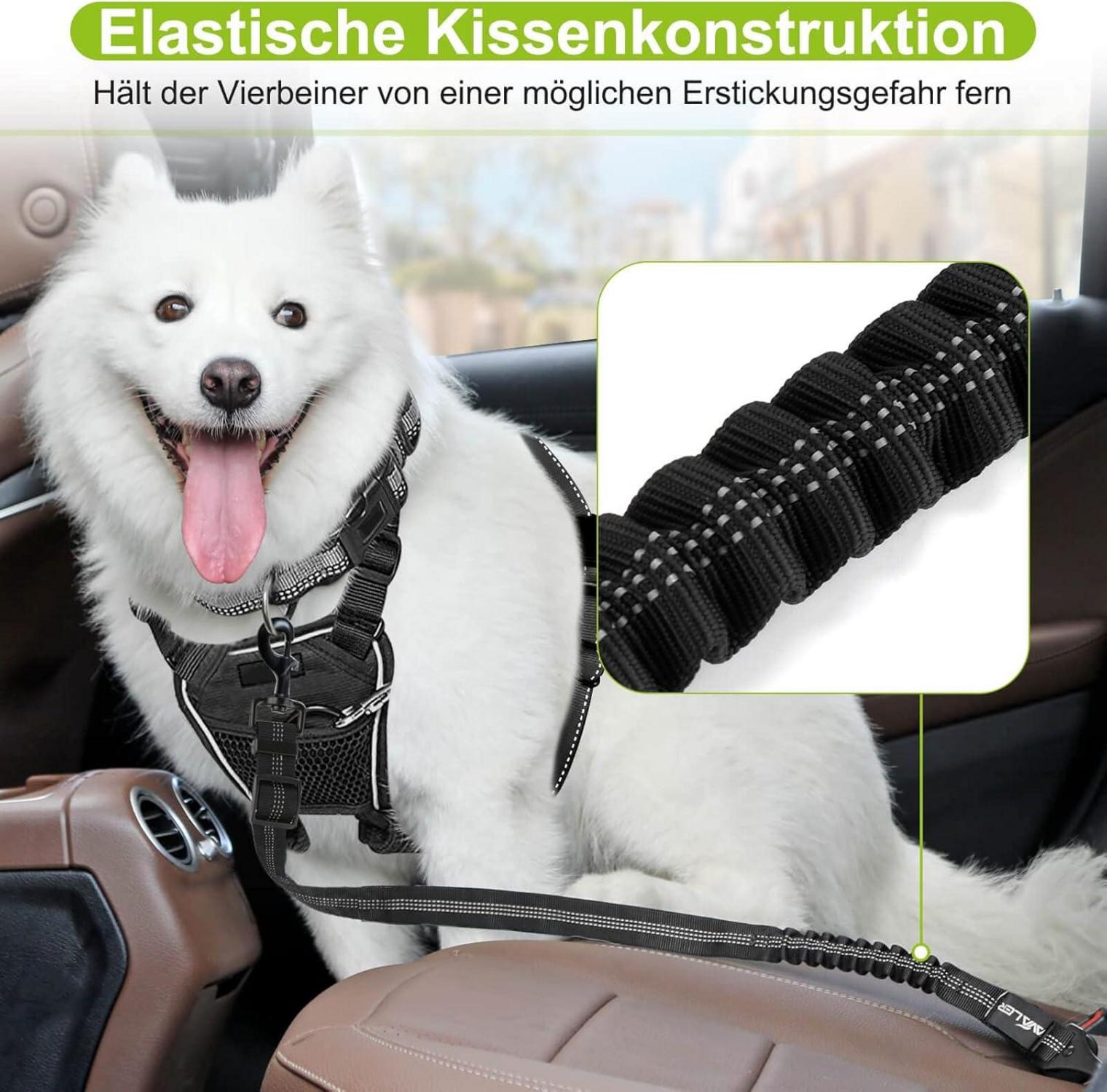 Hundegurt Auto 2 Stück Hunde Sicherheitsgurt Einstellbar Lang Kurz