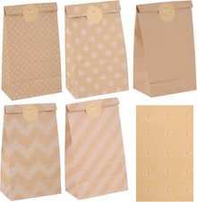 30er Pack Kraftpapiertüten mit Aufklebern 24x13x8cm