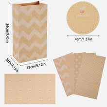 30 Stück Kraftpapiertüten 24x13x8cm mit Aufkleber Braun