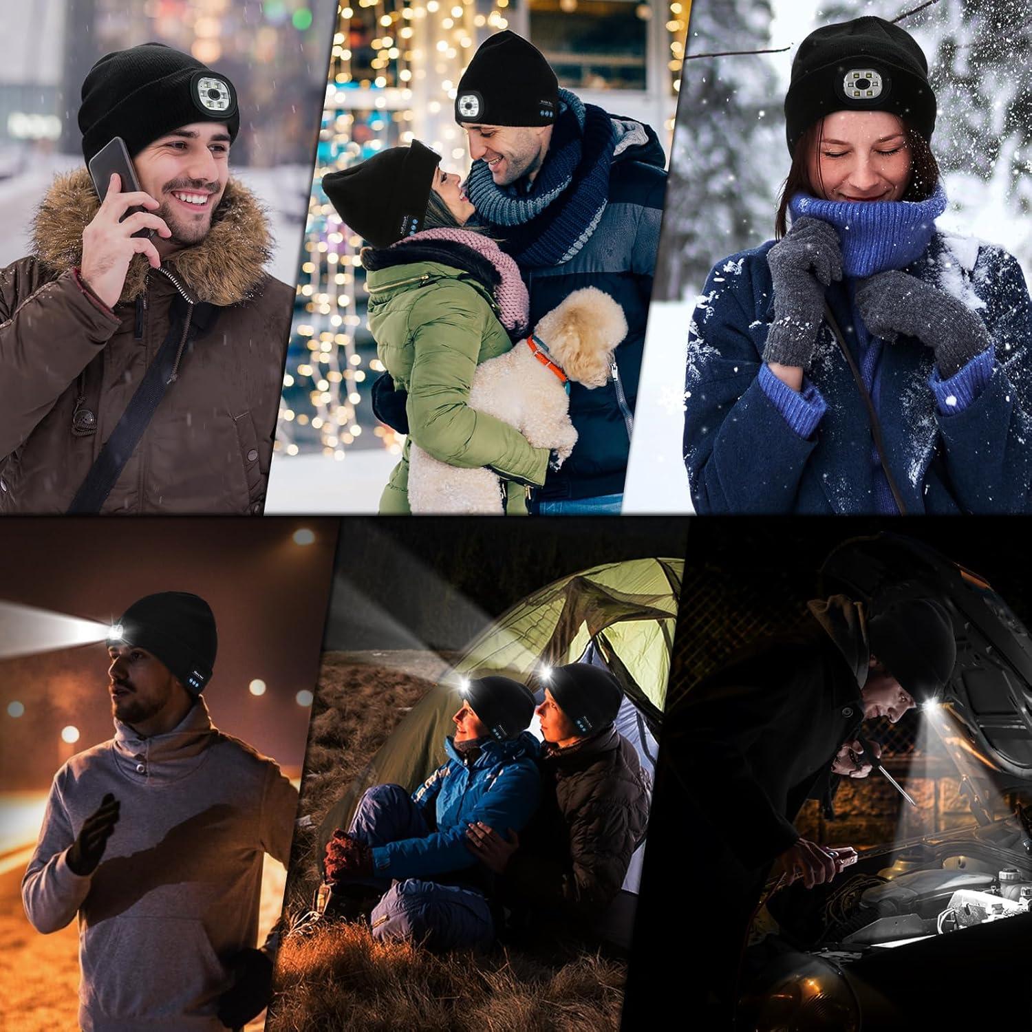 Geschenke Männer Mütze Led Licht Bluetooth Beanie Herren Baumwolle