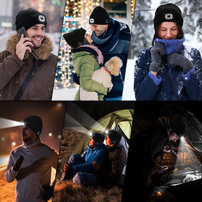 Geschenke Männer Mütze Led Licht Bluetooth Beanie Herren Baumwolle