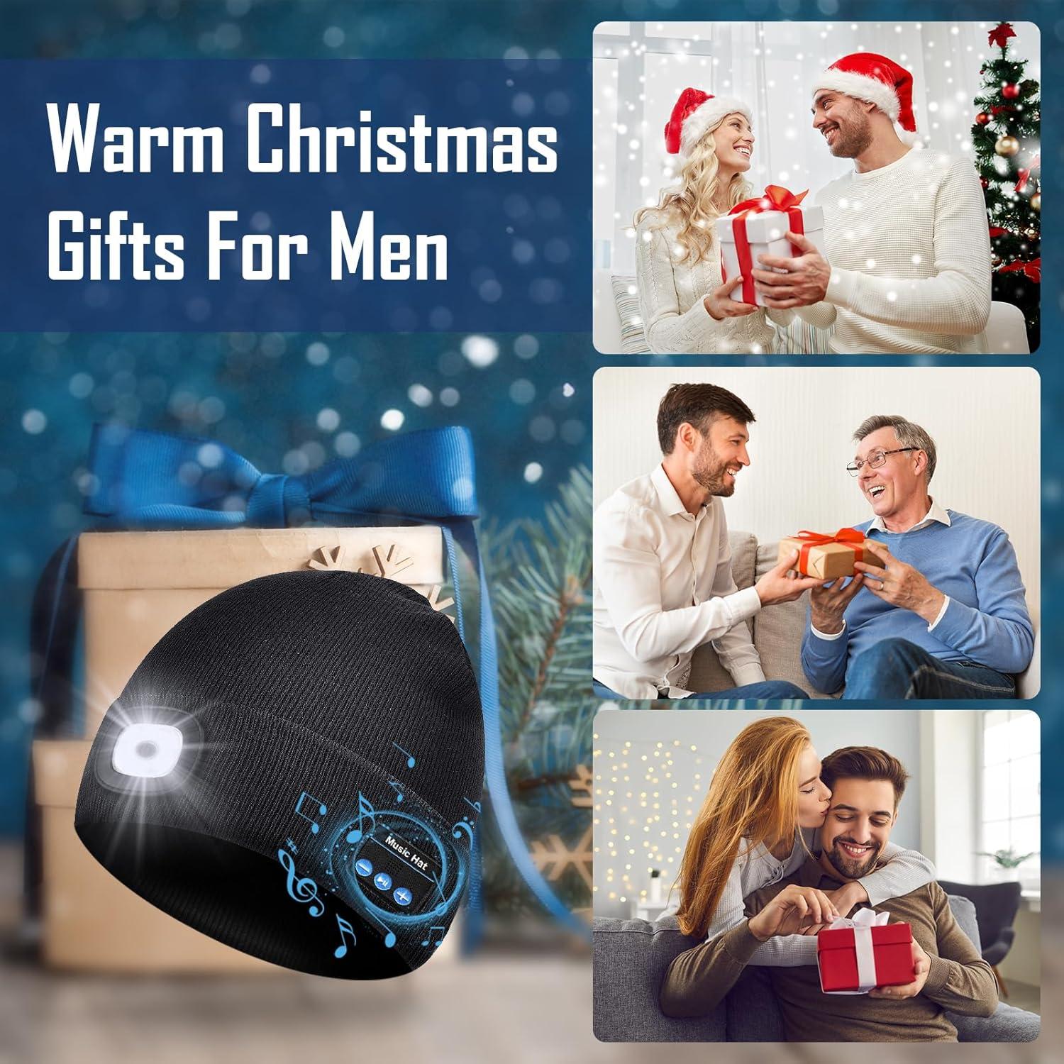 ZOOI Bluetooth Mütze mit LED Licht Beanie Herren Baumwolle