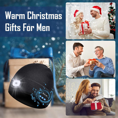 ZOOI Bluetooth Mütze mit LED Licht Beanie Herren Baumwolle