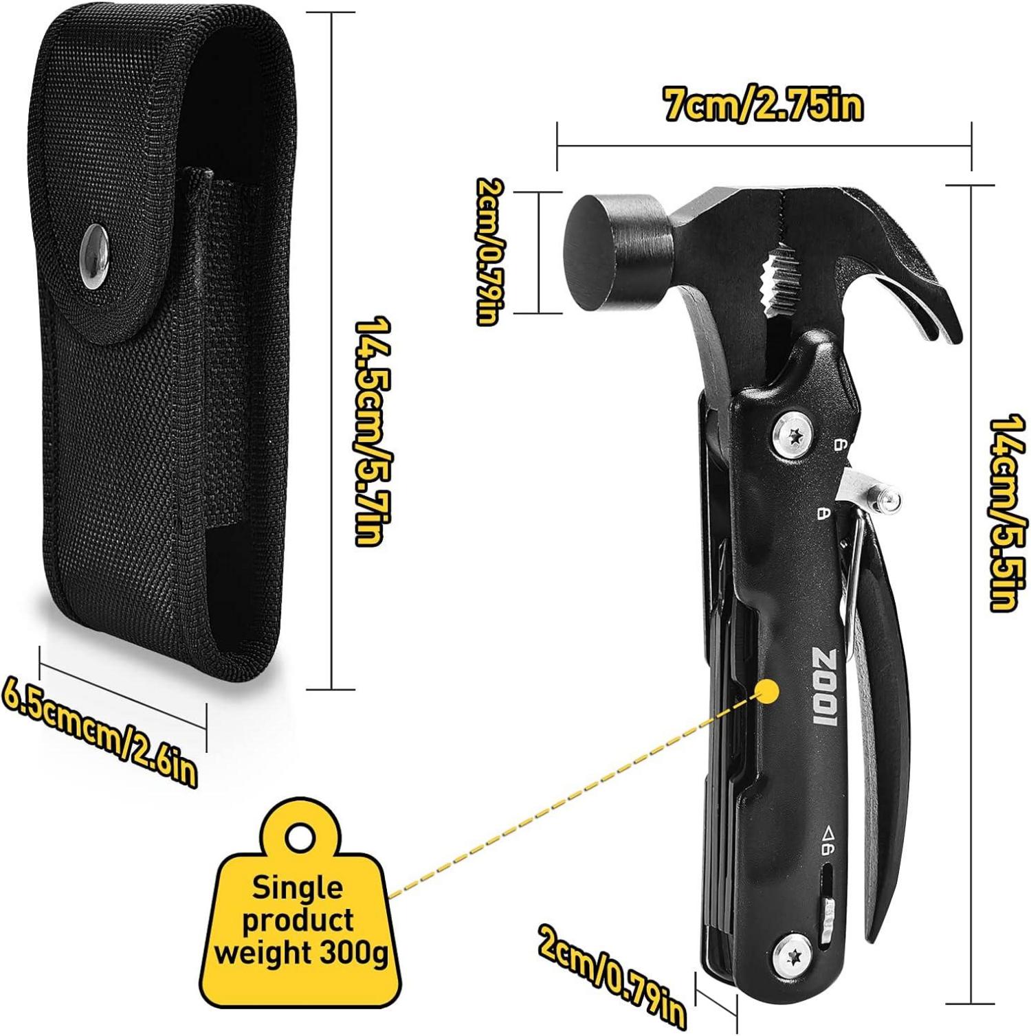 Multitool 12-in-1 Camping Zubehör Geschenk für Männer, Schwarz
