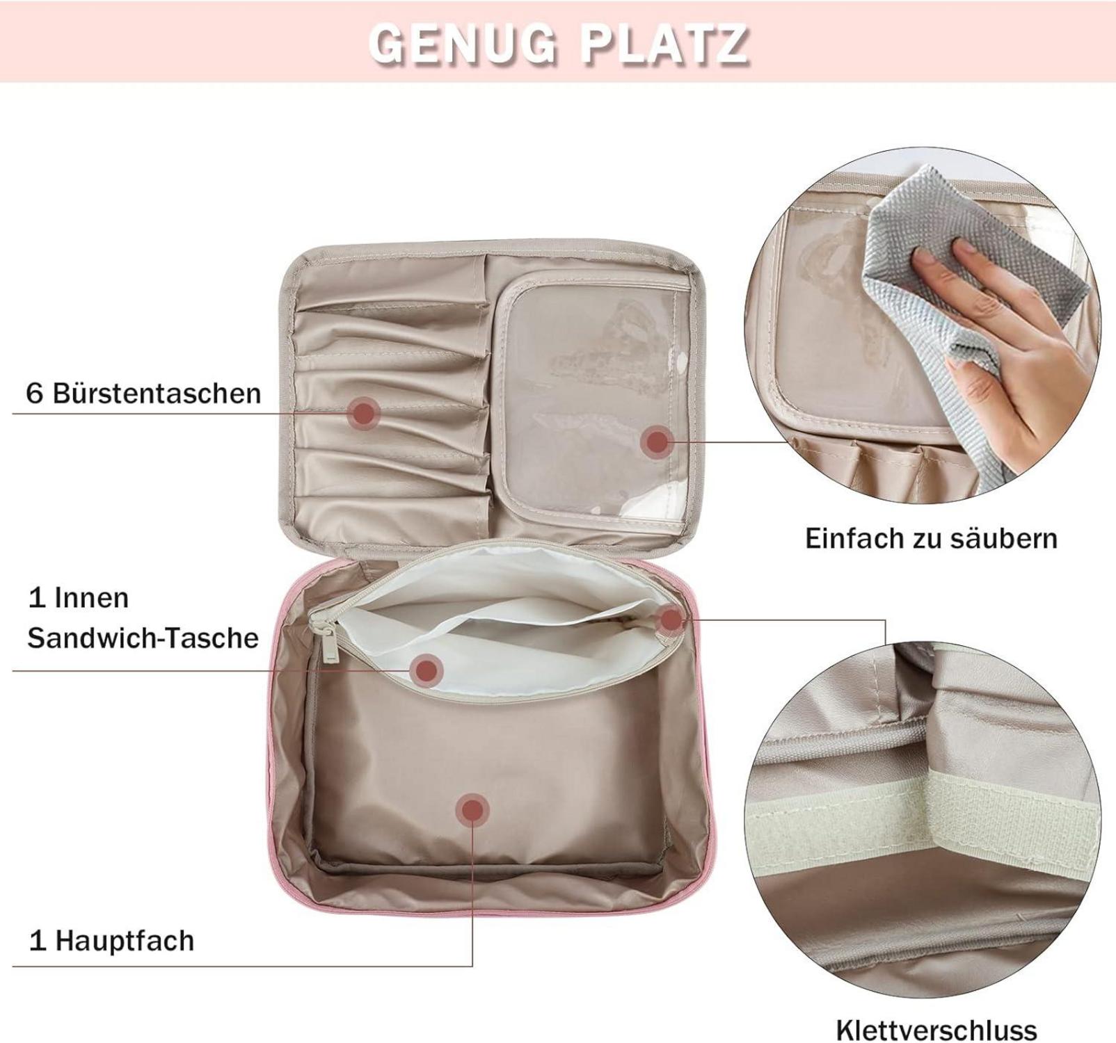 2er Set Kosmetiktasche wasserdichte Make-up-Tasche Damen Mädchen Rosa