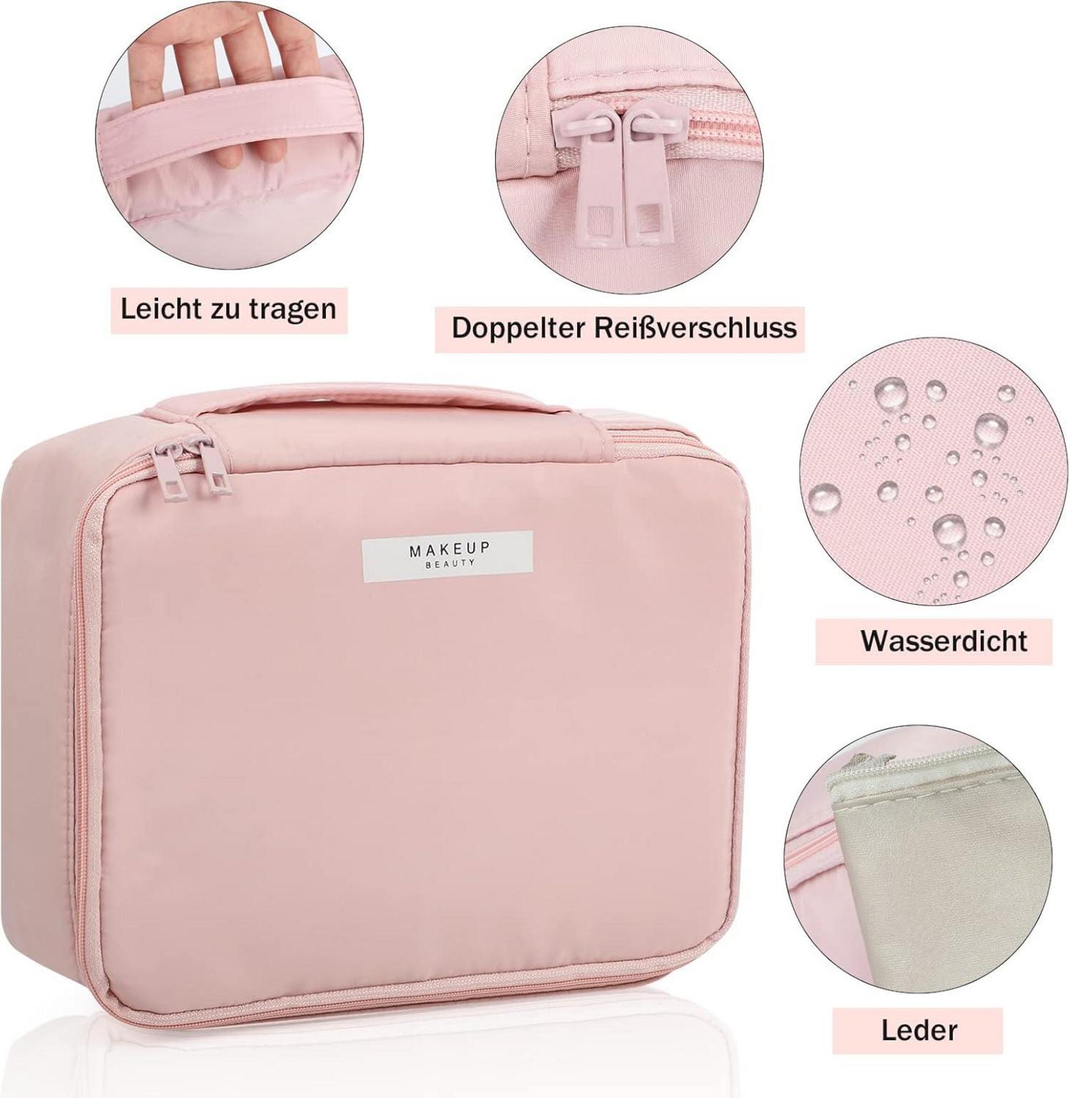 2er Set Kosmetiktaschen wasserdicht Make-up-Taschen Damen Mädchen Pink