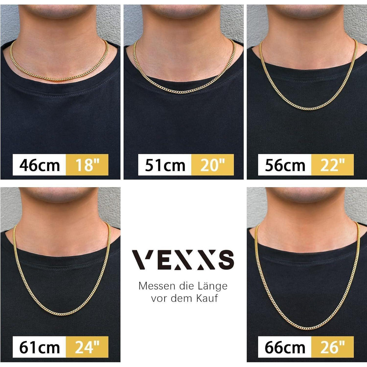 Herren Panzerkette 18K Gold beschichtet Cuban Miami Gliederkette