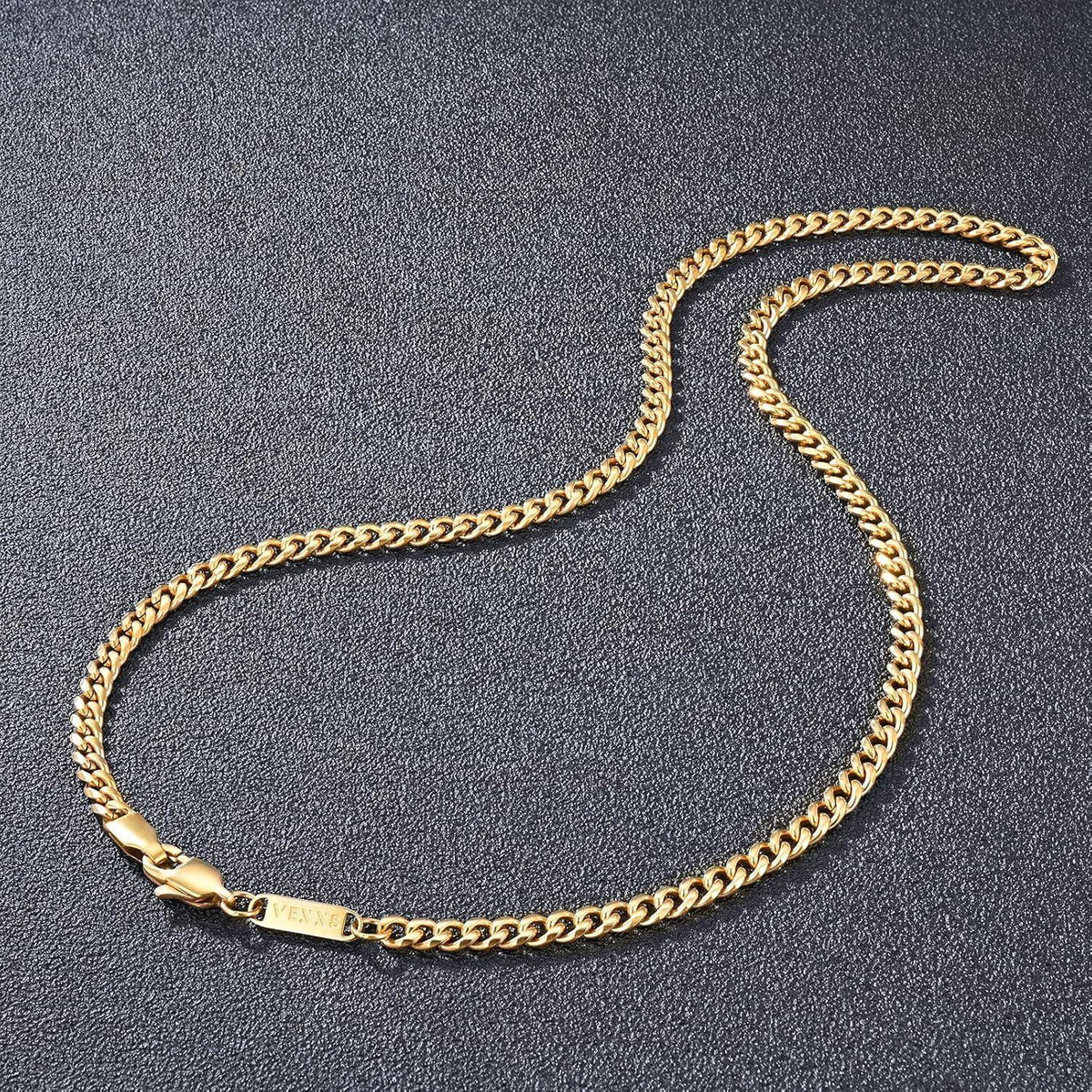 Herren Panzerkette 18K Gold beschichtet Cuban Miami Gliederkette