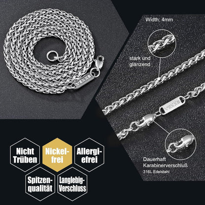 Herren Halskette Panzerkette 18K Gold Vergoldet 4mm 46cm