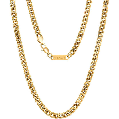 Herren Panzerkette 18K Gold beschichtet Cuban Gliederkette 4mm 61cm