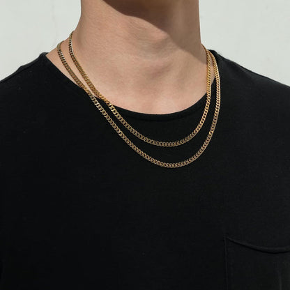 Herren Panzerkette 18K Gold beschichtet Cuban Gliederkette 4mm 61cm