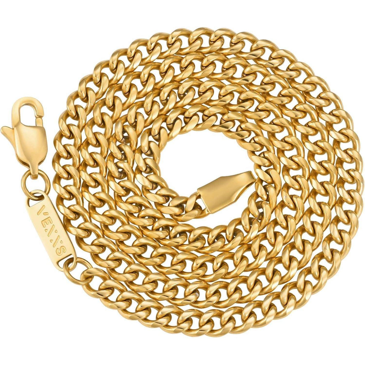 Herren Panzerkette 18K Gold beschichtet Cuban Gliederkette 4mm 61cm