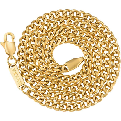 Herren Panzerkette 18K Gold beschichtet Cuban Gliederkette 4mm 61cm