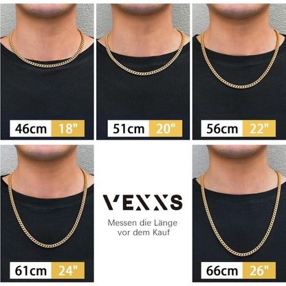 Herren Panzerkette 18K Gold beschichtet Cuban Miami Gliederkette 6mm 51cm