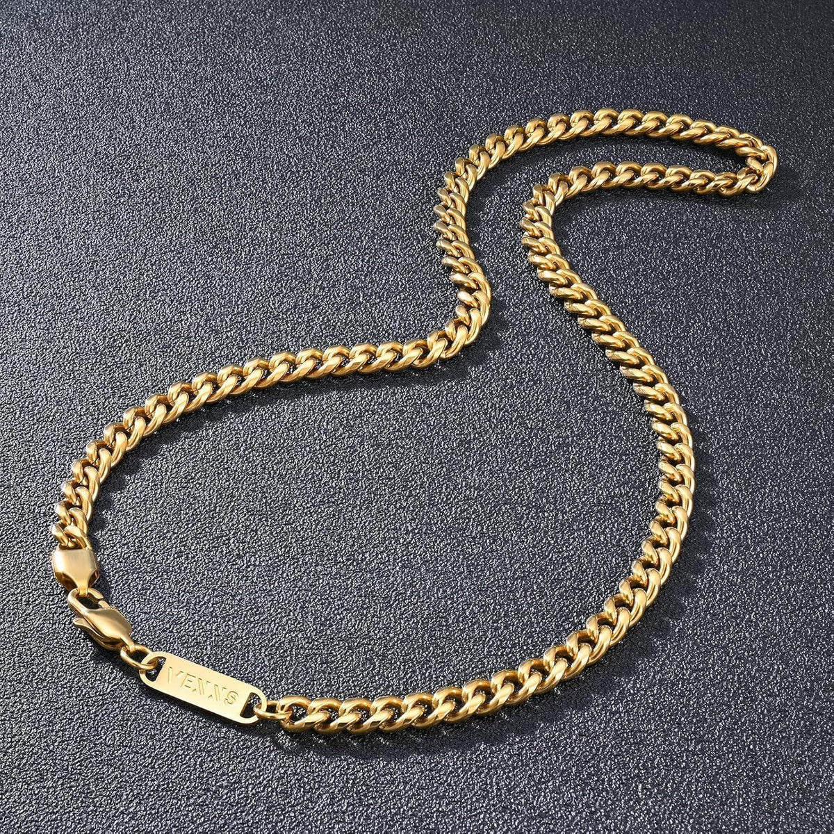 Herren Panzerkette 18K Gold beschichtet Cuban Miami Gliederkette 6mm 51cm