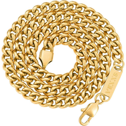 Herren Panzerkette 18K Gold beschichtet Cuban Miami Gliederkette 6mm 51cm