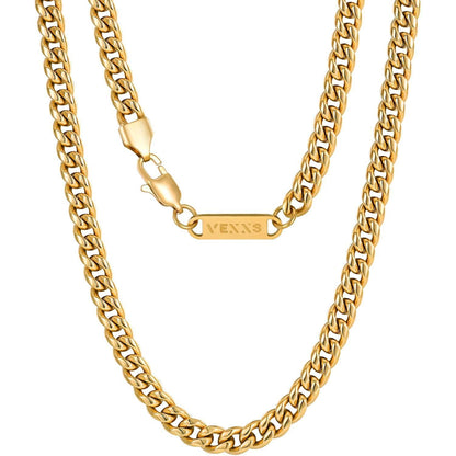 Herren Panzerkette 18K Gold beschichtet Cuban Halskette 6mm 46cm