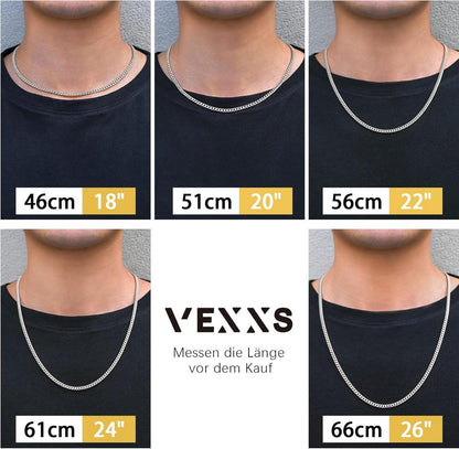 VEXXS Herren Panzerkette 18K Gold beschichtet Cuban Halskette 3/4/6mm
