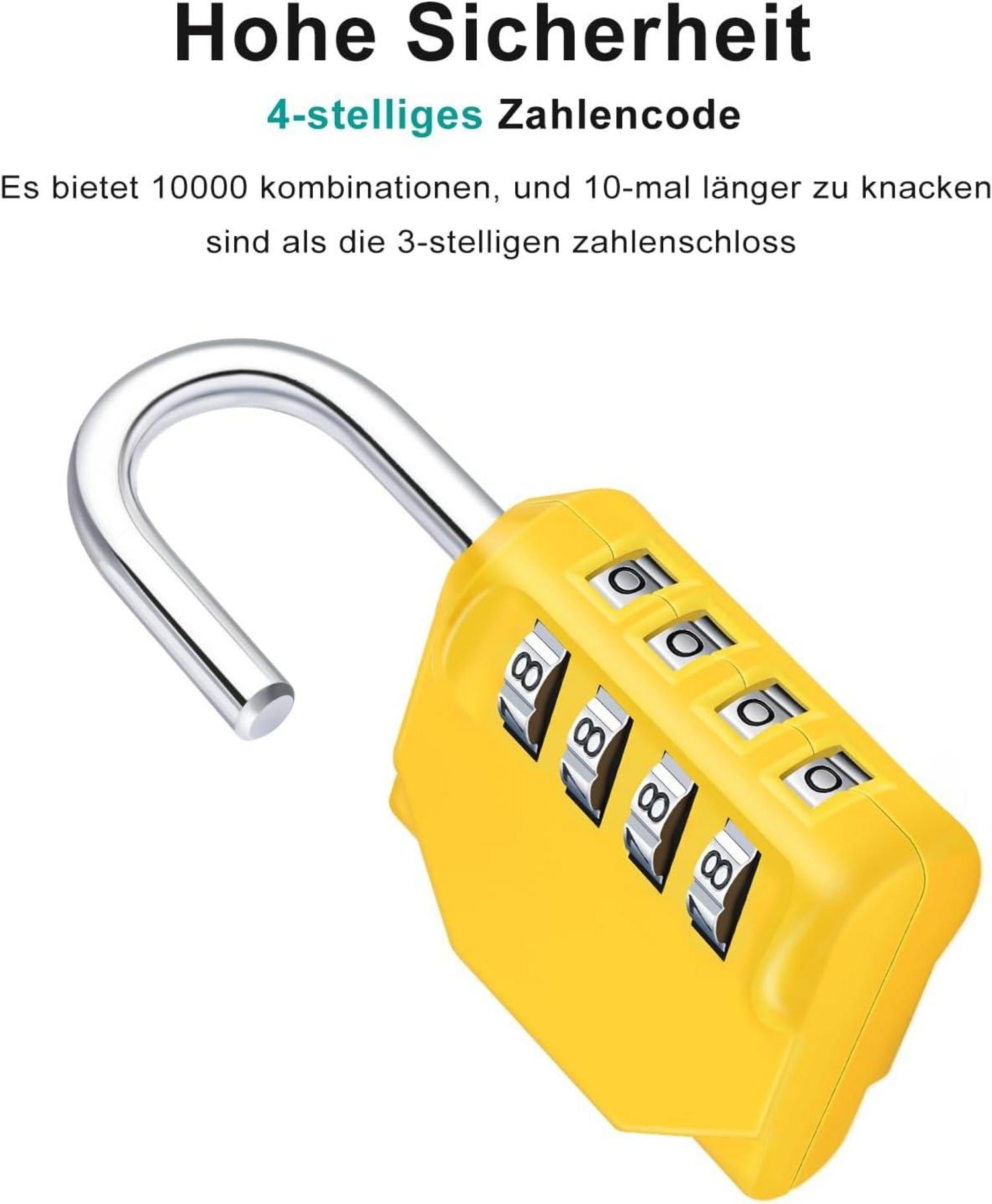 ZHEGE Vorhängeschloss 4 Stellig Gelb Wetterfest für