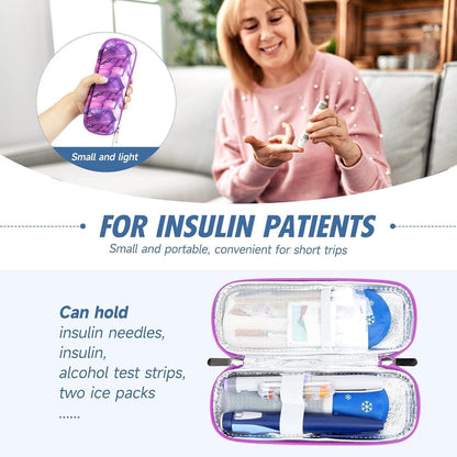 Insulin Kühltasche mit Kühlakkus – Diabetes Reise Tasche Lila