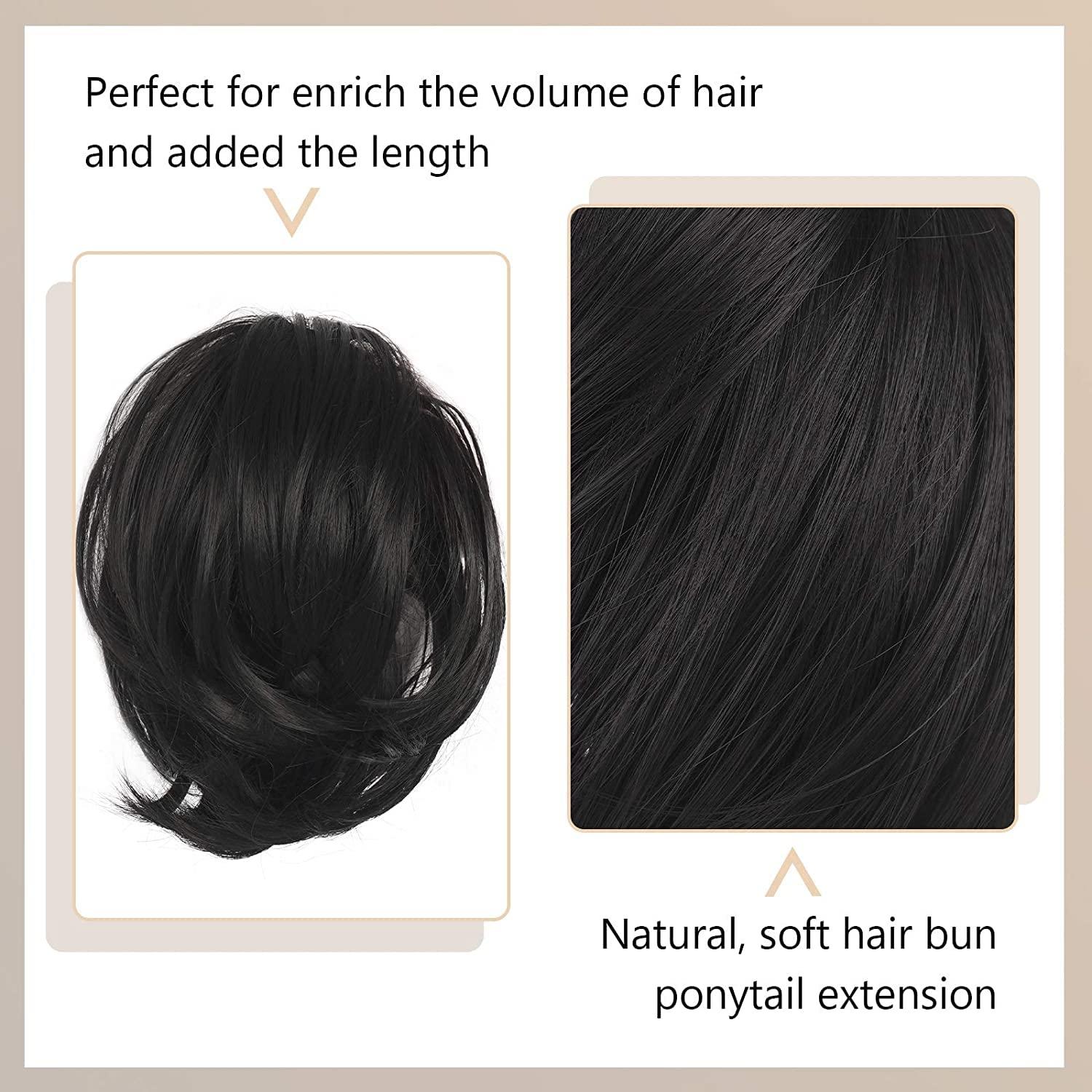 Haarteil Haarknoten Pferdeschwanz Extensions synthetisch Mittelbraun 20cm