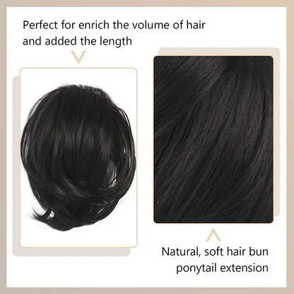 Haarteil Haarknoten Pferdeschwanz Extensions synthetisch Mittelbraun 20cm