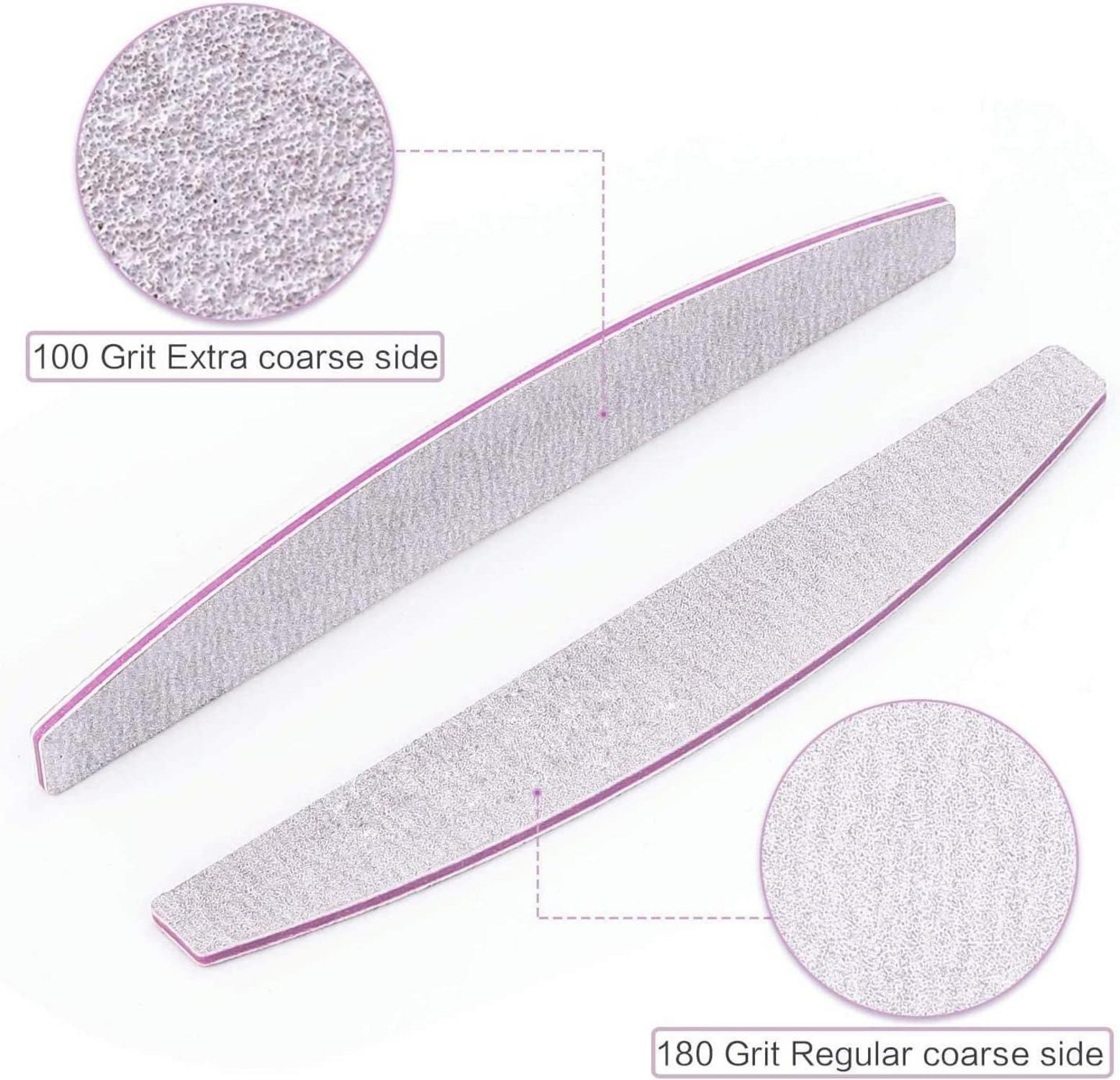 Professionelle Doppelseitige Nagelfeilen 100/180, 5er Set in Grau