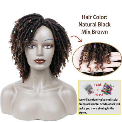 Dreadlock Perücke Kurz Afro Curly Synthetisch für Damen