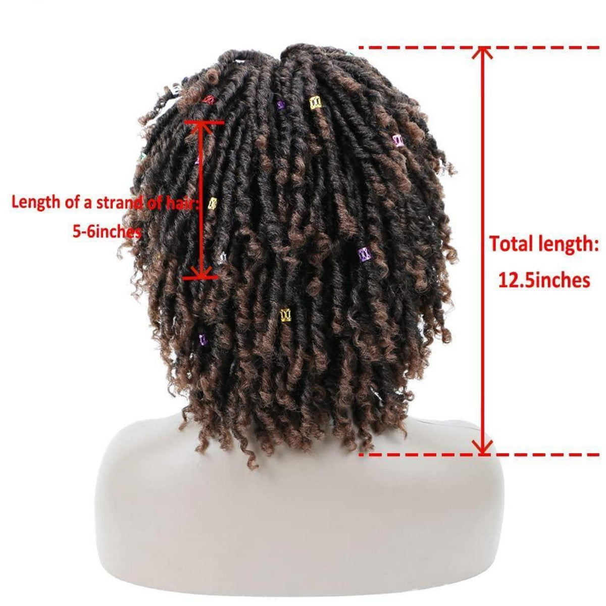 Dreadlock Perücke Kurz Afro Curly Synthetisch für Damen