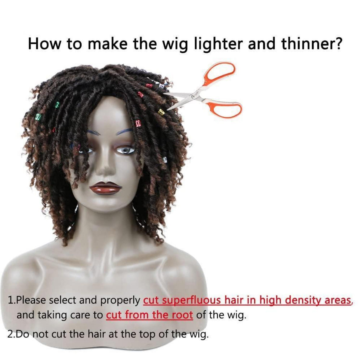 Dreadlock Perücke Kurz Afro Curly Synthetisch für Damen