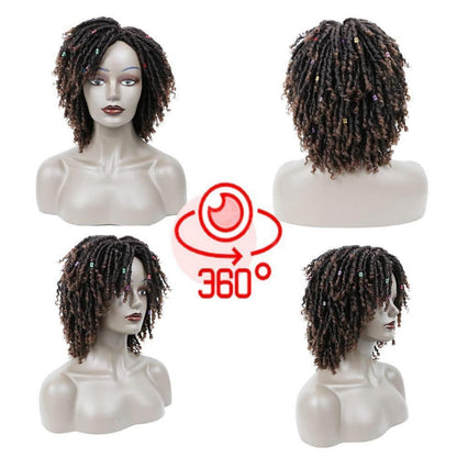 Dreadlock Perücke Kurz Afro Curly Synthetisch für Damen
