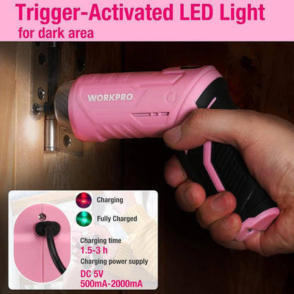 Werkzeugset Rosa pink 18-tlg. USB C Akkuschrauber klein Werkzeugkoffer