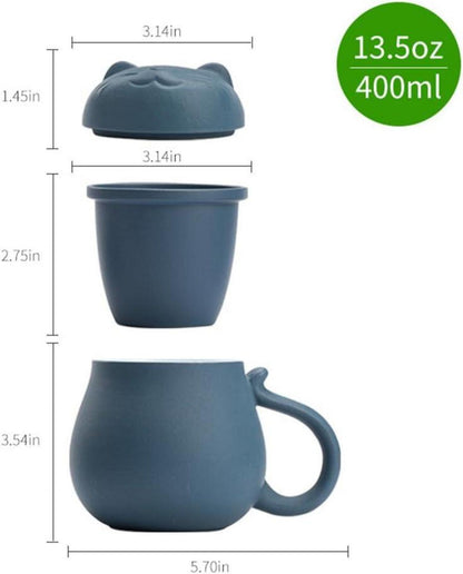 Keramik Teetasse mit Teesieb, Deckel (13.5oz), süßem Katzen