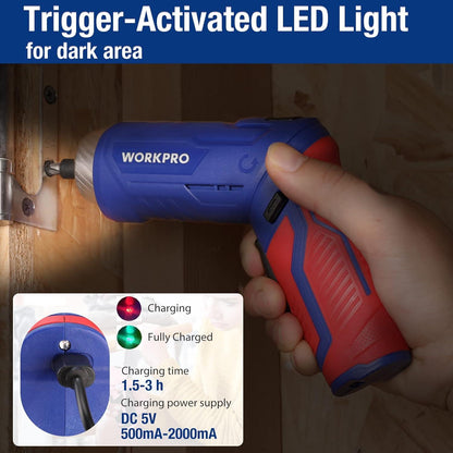 WORKPRO 18tlg. Werkzeugset mit 3,7V Akkuschrauber USB C Werkzeugkoffer Kinder