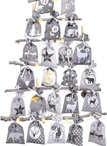 Adventskalender zum Basteln: 24 Stoffbeutel