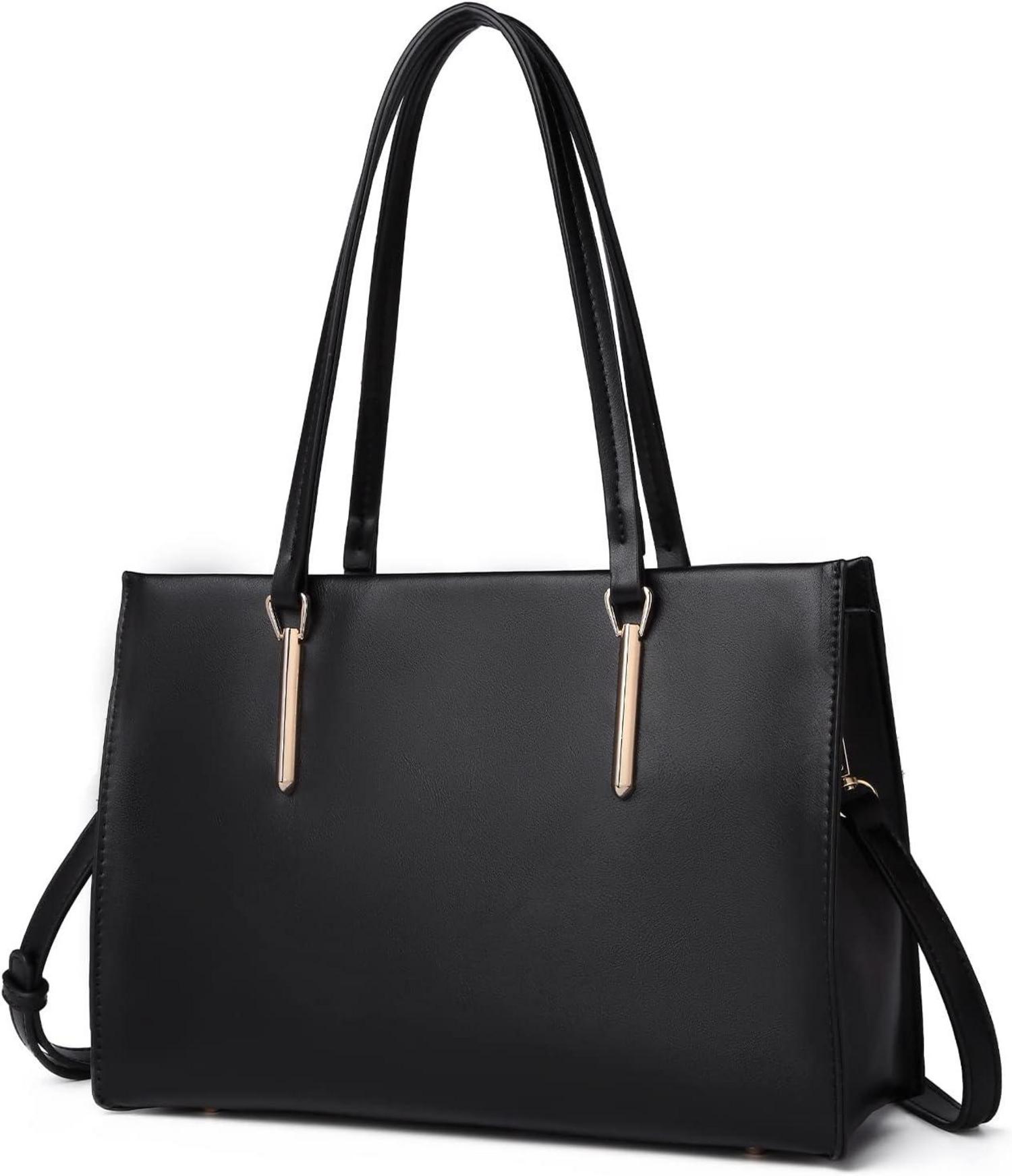 Elegante Damen Schultertasche Schwarz PU Leder Groß - Verstellbarer