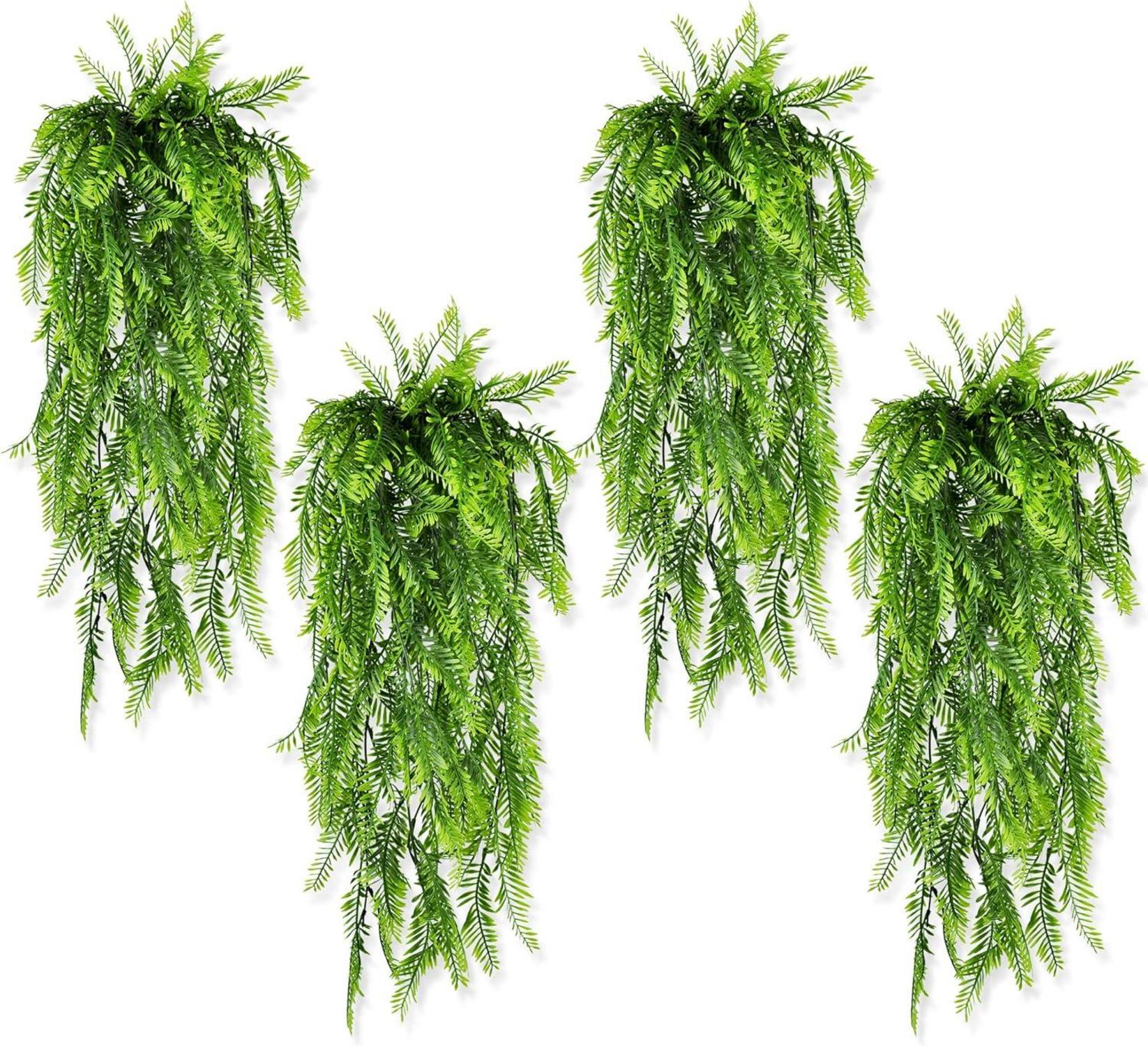 Künstliche Hängepflanzen 8er Set Farne Balkon Garten Deko